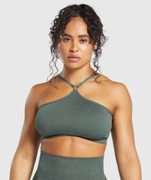 Adapt Fleck Seamless Halterneck Bralette- Slate Teal/Cargo Teal