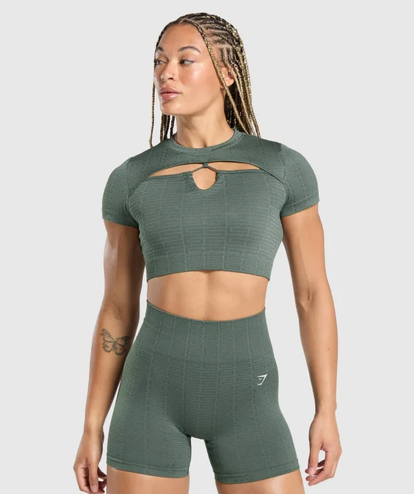Adapt Monogram Seamless Ruched Crop Top