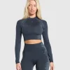 Caged Seamless Long Sleeve Crop Top