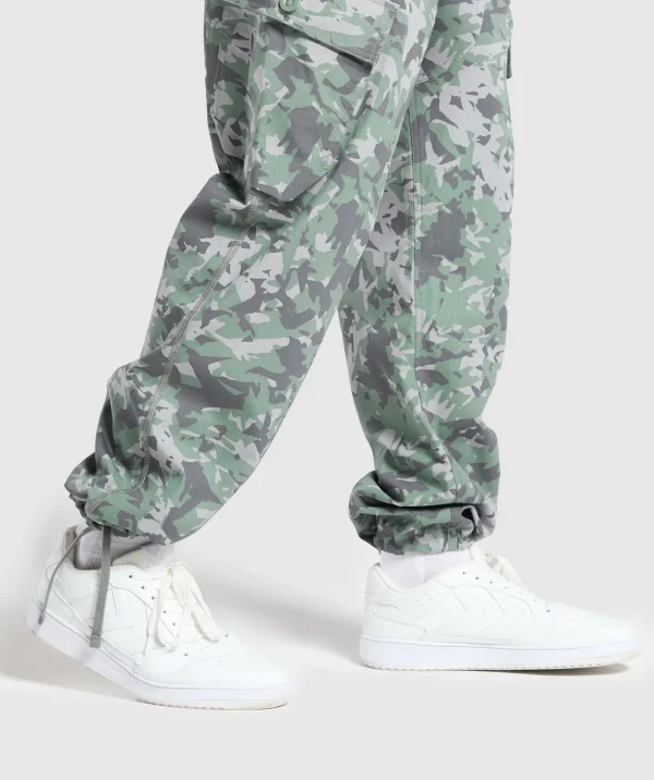 Camo Print Woven Cargo Pants