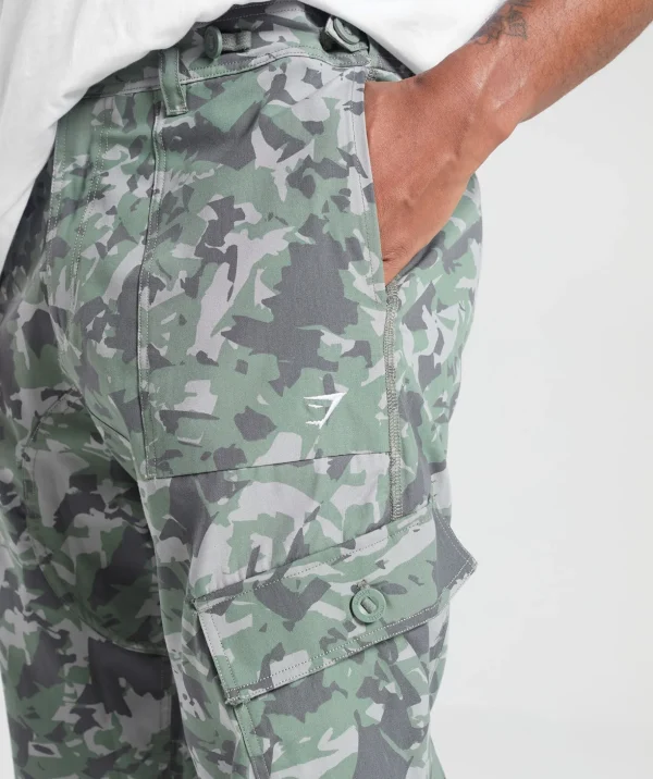 Camo Print Woven Cargo Pants