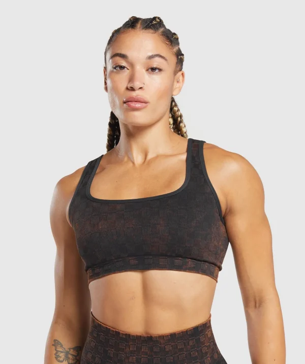 Check Seamless Washed Sports Bra