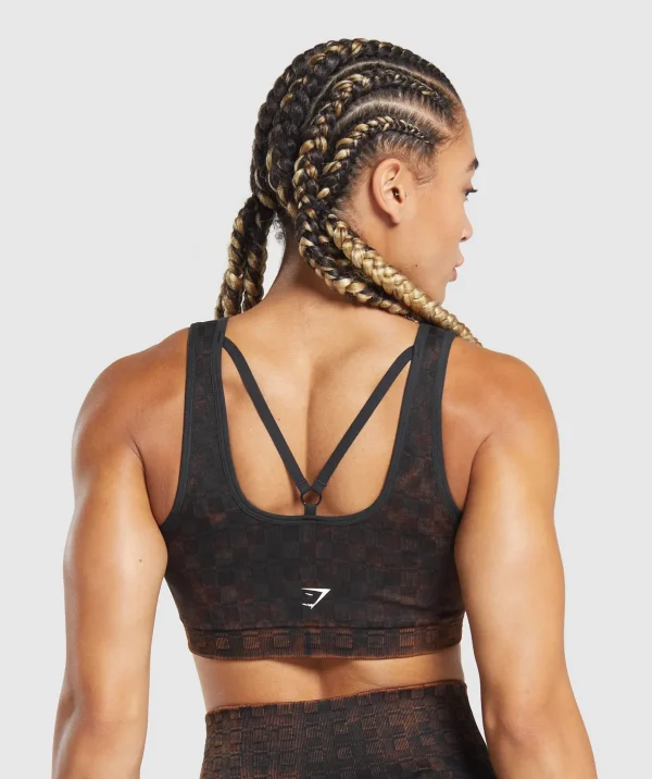 Check Seamless Washed Sports Bra