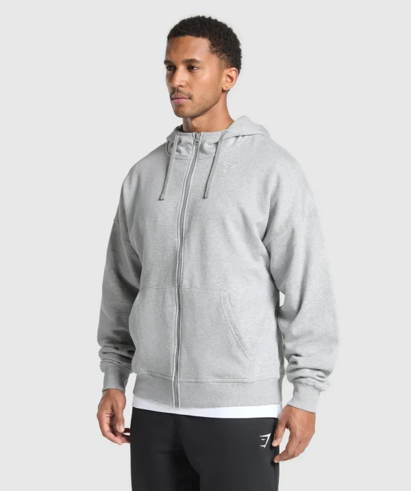 Crest Oversized Zip Up Hoodie