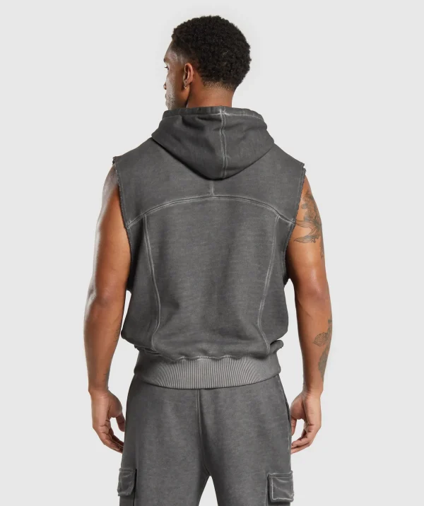 Heavyweight Washed Cut Off Hoodie