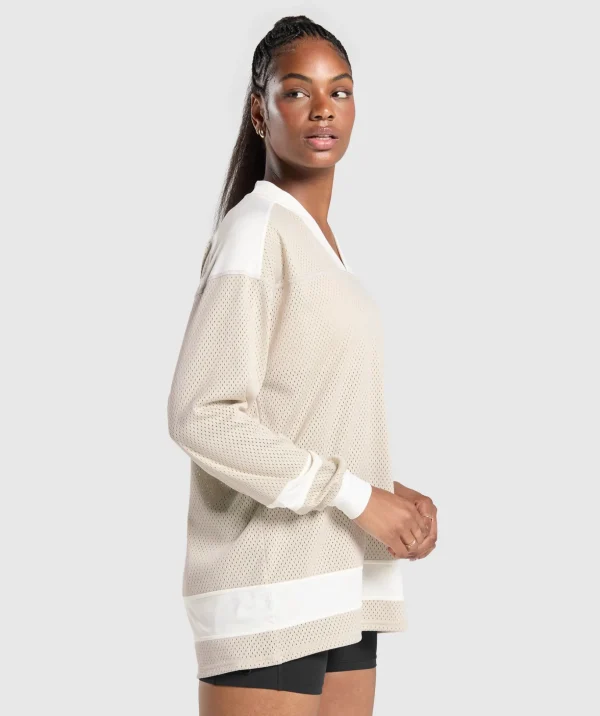 Mesh Long Sleeve Varsity Top