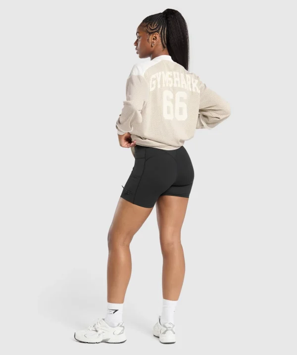 Mesh Long Sleeve Varsity Top