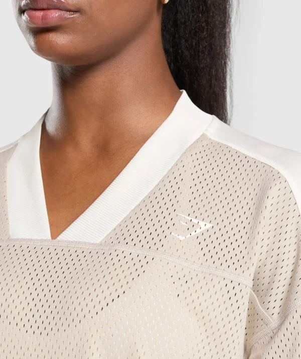 Mesh Long Sleeve Varsity Top