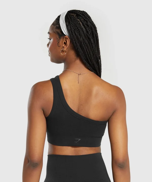 Ribbed Cotton Seamless One Shoulder Bra