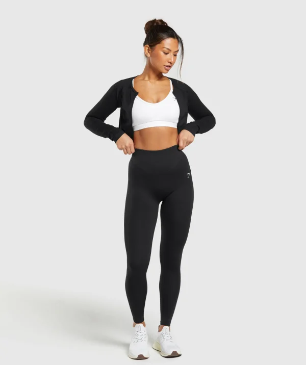 Sweat Seamless Long Sleeve Zip Crop Top