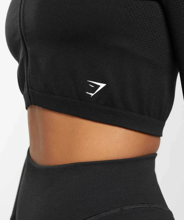 Sweat Seamless Long Sleeve Zip Crop Top